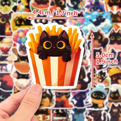 Black Cat Sticker Set kinderen tieners 50 stuks zwart kat waterdicht Vinyl Stickers Laptop Skateboard Koffer Helm Auto Fiets mobiele telefoon Motorrijwiel Bike Scrapbook Cadeau dagboek Cups 3