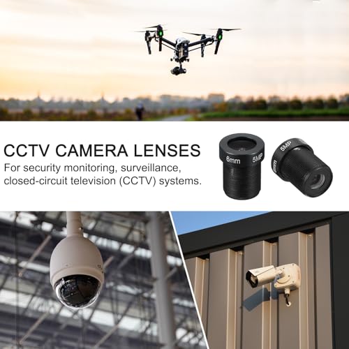 6mm CCTV Camera Lens, F2.0 FPV Beveiligingscamera lenzen 5MP 70° brede hoek lens M12 draad Dia voor IP-camera Panoramisch, 2st 5