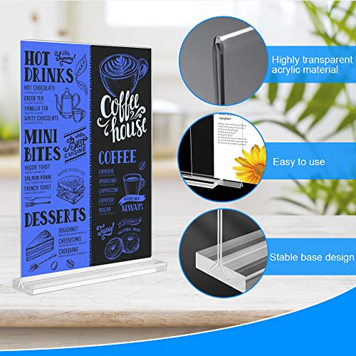 A6 Acryl Sign Houder, 4 st Acryl Poster Menuhouder Double Sided Display Stand T-Shape duidelijk tafelmenuhouders Plastic Sign Houders voor Restaurant, Bruiloft, Hotel, Promoties, Foto 3