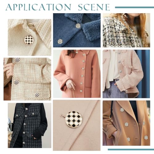 16 st 2 Kleuren Legering Naaien Shank Knoppen, 2.2cm Zwart en wit Schaakbord Knoppen 1-hole ronde knop voor Jassen DIY Crafts Garment Accessoires 5