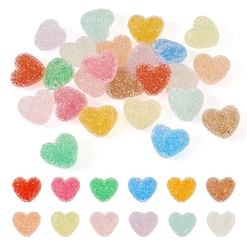 24st Drusy Heart Resin kralen met Rhinestone 12 Kleuren Candy Kleuren kralen liefde hart Drusy kralen Spacer kralen voor DIY ketting oorbellen ambachten sieraden maken