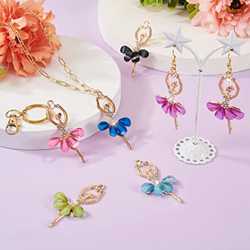 Crystal Ballerina Charms hangers Legering Ballet Dancer Bedels met Hars & Rhinestone voor DIY armband ketting sleutelhangers, Hars