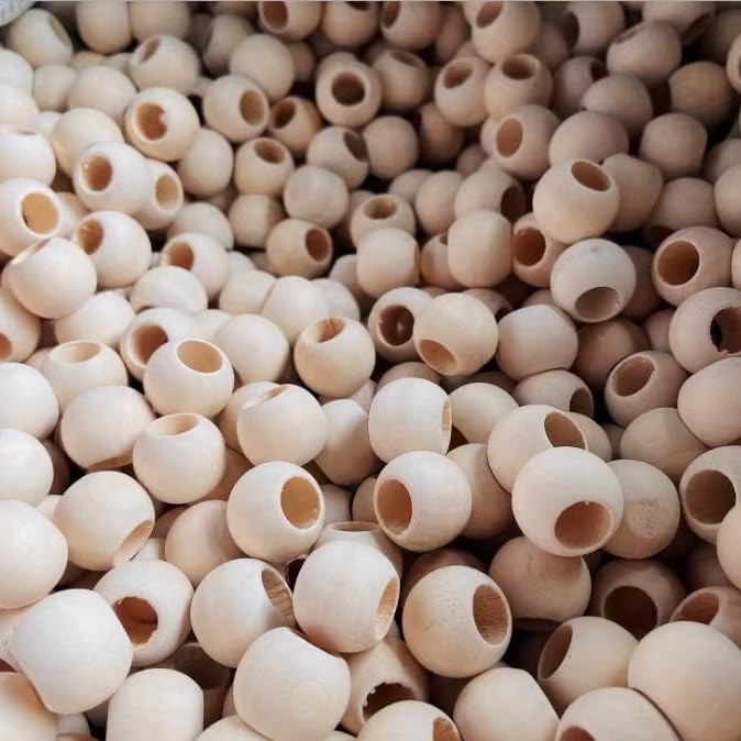 Kralen Houten Kralen met Gat 15mm Ca. 200st Houten Kralen Ambacht Kralen voor DIY Sieraden maken (Big Hole houten kralen) 5