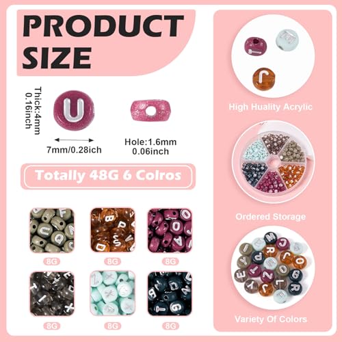48G brief sieraden kralen 4mm platte ronde Ronde brief spacer kralen 6 kleuren Willekeurige letters acryl alfabet ambachtelijke kralen voor DIY armband hangende ornamenten 4