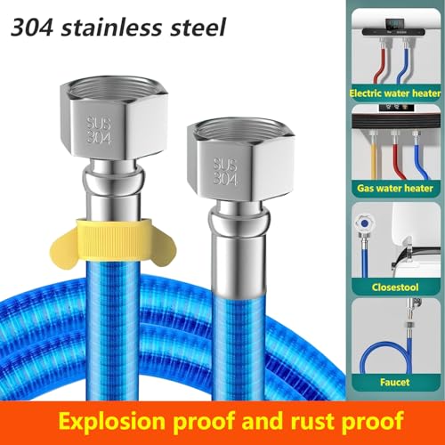 Flexibele buissluitingen, G1/2 Inch vrouwelijke draad, 40 cm, flexibele buis, golf roestvrij staal 304 buis waterverwarmer, slang voor badkamer, keuken, 2 stuks 4