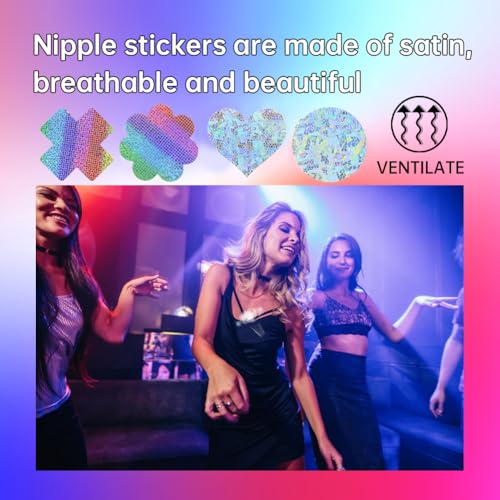 Tepels Cover Zelfklevend Grappig Gepersonaliseerd Sexy Satijn Onzichtbare Borst Bloemen Tepels Stickers 4 paar 3