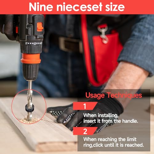 8 st Diepte Stop voor boren, 3/4/5/6/8/10/12/16mm Drill Diepte Halsband set, HSS Locator met Allen Key, Locator Depth Limiter Plugs