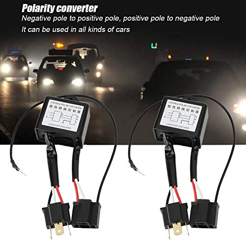 2PCS-legering omgekeerde polariteit, LED Negatieve converter Polar Negative Switch Harness Adapter omgekeerde polariteit voor H4 4