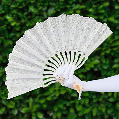 Bruid Ventilator Witte Kant Ventilator voor bruiloft Hand Ventilator Opvouwbare Dans met Lace Bag Gast Cadeau bruiloft accessoires Decoratie voor bruiloft verjaardag 4