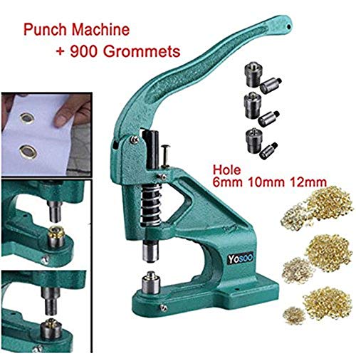 GOTOTOP Nietmachine drukknop tang hand druk oog tang met 6/10/12mm matrijzen en 900 klinknagels voor lederen handwerk gordijnen gordijnen 4