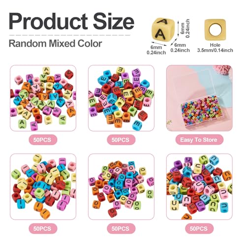 250 st Kubus Letters Acryl kralen A-E-I-O-U Clinker Letters Spacer Kralen 5 Kleuren 6mm Vierkante Opaque Alfabet Kralen Bulk voor DIY armband ketting sieraden maken 5