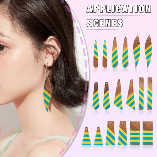 18 st. Natuurlijk hout Charms Hars Tear Drop Driehoek Dang Charms Rechthoekige Trapezoid Twee Toon Houten Hangers voor Craft Ketting sieraden DIY Oorbellen vrouwen 3