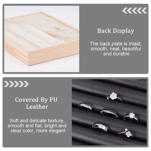 PU lederen ringen Display Tablet, 7 Slots Ring oorbellen opslaghouder armbanden ketting sieraden Display Organisator sieraden Trays voor retail display, zwart, 24.1 x 18 x 3cm 5