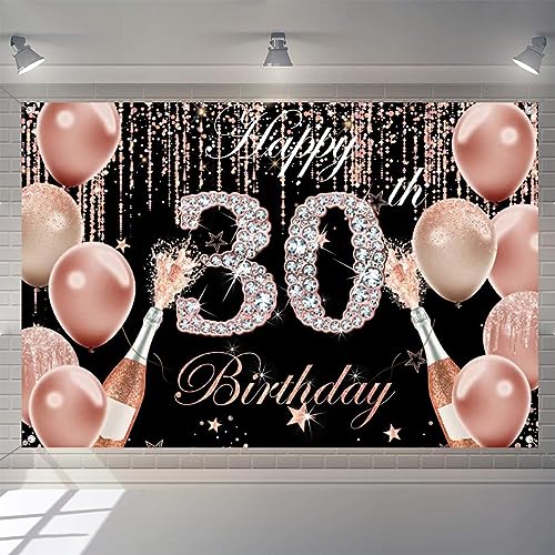 30e verjaardag decoratie voor meisjes / vrouwen, 30e Verjaardag Banner Roze Verjaardag Stof Tekenposter, Gelukkig 30e Verjaardag achtergrond Banner Dames verjaardag feest decoratie