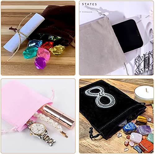 10 stuks fluweel zakjes, sieraden zakjes, kleine koord zakjes, geschenk zakjes, stof zakjes voor het vullen, fluweel zak voor bruiloft, feest, geschenk, sieraden, geschenken, 9 x 12 cm, gemengde kleuren 4