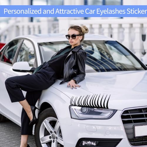 Auto Koplamp wimpers, 2 paar aangepaste waterdichte zwart 3D wimpers voor auto koplampen, Stickers, Grappige auto Stickers voor decoratie, koplampen met glimlach, auto spiegel Stickers