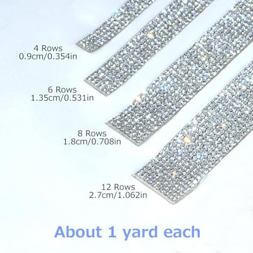 Bling Rhinestone Strips 4 Rolls Zelfklevende Diamond Crystal edelsteen Ribbon Sticker, glanzende DIY Ambachts Kunst Decoratieve Sticker met 2mm Rhinestones voor Telefoon Auto en Home Decoratie (zwart)