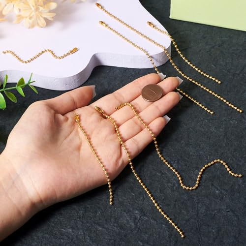 105st tag ketens bal ketting connectoren 3 stijlen tag kettingen 100/150/200mm sleutelhangers hangkettingen kralen trekken ketting uitbreiding blind ketting, goud 5