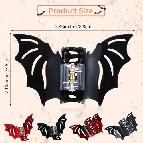 2 stuk Halloween Vleermuis haar Clip, Gothic vleermuis haar Clips, Hollow Out non-slip haar Claw, Halloween horror haar accessoires voor vrouwen met dun haar 4