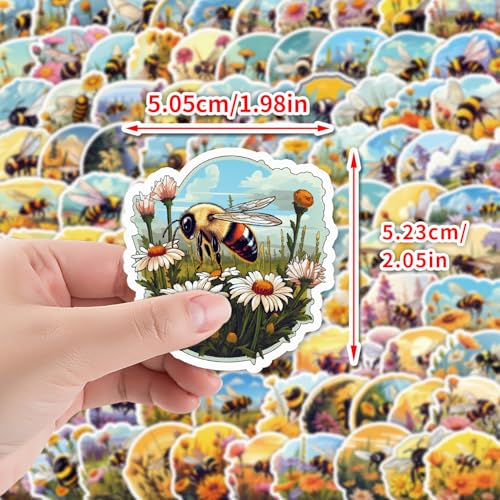 Kleine Bijen Sticker Set Stickers Jeugd Volwassenen 100 stuks Bijen Waterdichte Vinyl Stickers Automotor Fiets Skateboard Snowboard Bagage Laptop Koffer Helm Motorfiets 4
