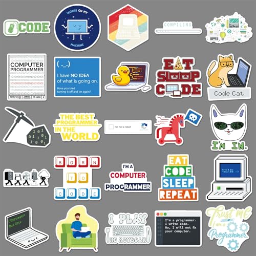 Programmeren Stickers voor tieners en volwassenen 50 stuks Programmeren Vinyl Sticker Set Auto Motorfiets Fiets Skateboard Snowboard Bagage Laptop Koffer Helm Motorfiets Computer 5