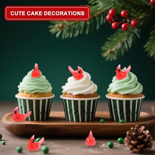 100 st. Mini Rode Kardinaal Vogel Beeldjes van Hars, gloeiend in de donkere kleine kerstversiering voor geschenk miniatuur tuin cake decoratie ambachten 5