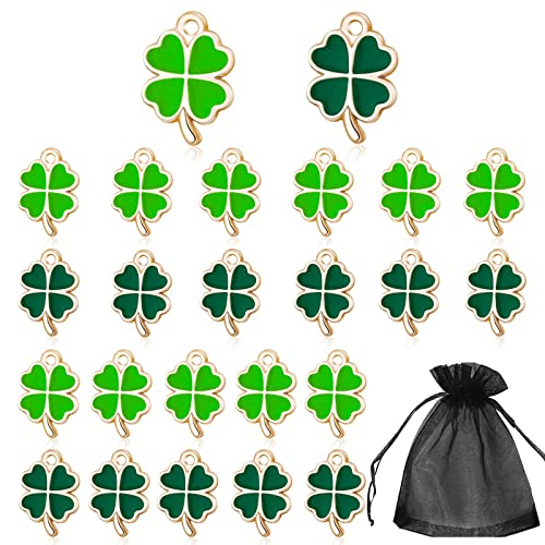 Vier Clover Charms, 24 stuks Groene Metal Vier Klaver Lucky Charm Clover Bedels Ornamenten DIY sieraden Accessoires, Metal, Metal