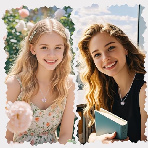 Hart ketting voor meisjes, roze Charming Locket ketting Bow ketting met een kaart, One Size, Legering staal, Geen edelsteen