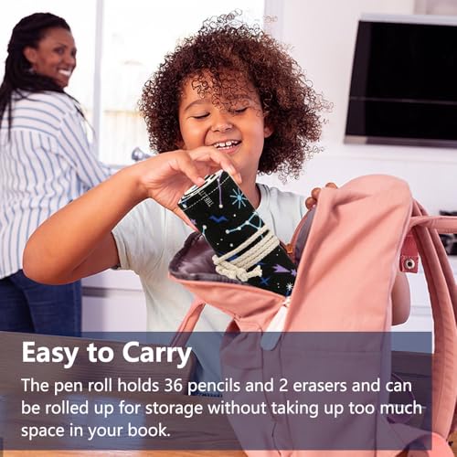 36 Holes Canvas Pen Roller, 2 stuks Pen Roller, Canvas Potlood Wrap, Constellation Pattern, Potlood Wrap Potlood Case Roll, voor kunstenaars, Schilderen, Schetsen, Studenten 4