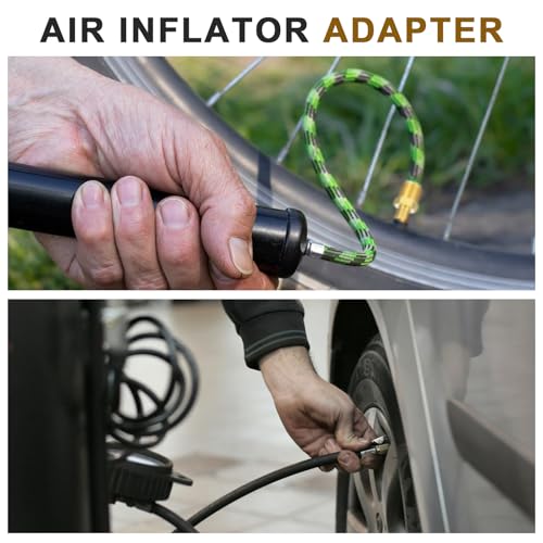 2PCS Brass Air Inflator Adapter, 1/4" NPT Male to Standard Schrader Valve, Valve Connector voor Compressor, Portable Air Slang, Band Inflator, Bags Spring Suspension 5
