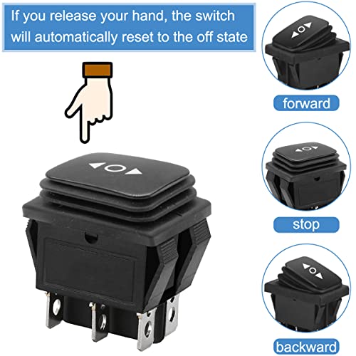 Torque Switch Polariteit achteruit Motor Schakelschakelaar DC12V 10A Boat Connection Control ON/Off/ON DPDT Switch met draad, 2PCS 6 Pin Waterdichte knopschakelaar voor RV 3