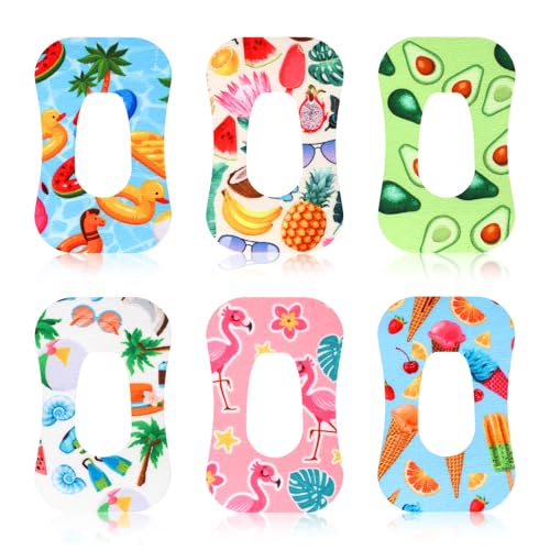 24 st Waterdichte Hel Patches voor Dexcom G6, ademende sensorbeschermer huid Vriendelijk Sweatproof Universele sensor bescherming Stickers (6 leuke zomer ontwerpen)