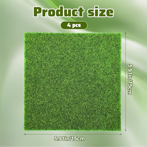 4 stuks nepgras decoratie 6 x 6 inch groen kunstgras miniatuur sprookjestuin graspleinen voor ambachtelijke buiten decoratie poppenhuis DIY Ornament