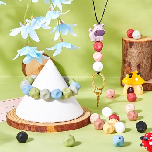 60Pcs Kubus Siliconen kralen 15mm Rubber Onregelmatige kralen Kleurrijke Siliconen Spacer Kralen Pen Kralen voor DIY armband ambachten sieraden maken