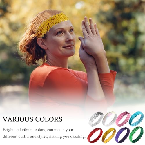 8st Sequin Headband Vrouwen Sport Glitter Headband Elastische Sparkling Headband Verstelbare Maat Bling Sport Headband Non-slip Headdress Shiny Style Accessoires voor meisjes 5