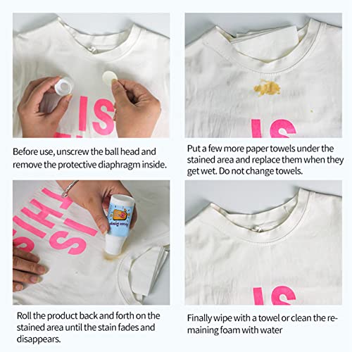 Stain Remover voor kleding, Roll Kralen Design, Ideaal voor het verwijderen van vlekken in noodgevallen, Draagbaar Geen Wash Instant Stain Remover Pen, Stain Remover Roller Ball Cleaner voor kleding 5