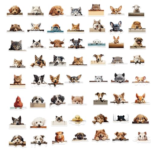 Dieren Katten Honden Sticker Set Stickers Kids Tieners 50 Stuks Dieren Waterdicht Vinyl Stickers Laptop Skateboard Koffer Helm Auto Fiets mobiele telefoon Motorrijwiel Bike Scrapbook Cadeaus