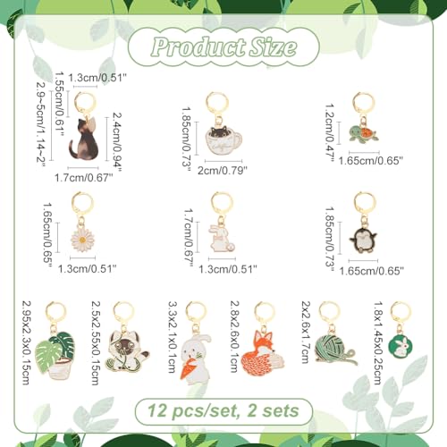 Animal Themed Stitch Markers, 24 stuks, Enamel Legering Hook Stitch Marker, Verwijderbare Leverhaak, Vergrendelende Stitch Marker voor het breien, Weven, Naaien, Sieraden maken, 24st