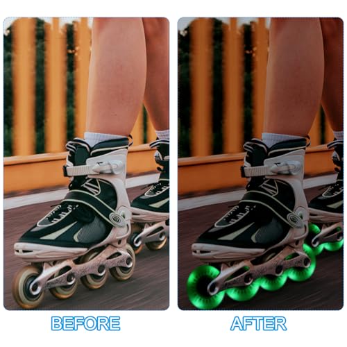 Kleurrijke Light Up Inline Skate Wielen 80mm, 4Scs LED knipperen Inline Roller Wheels 90A PU met lagers voor Indoor / Outdoor Scooter Vervanging, Groen 5
