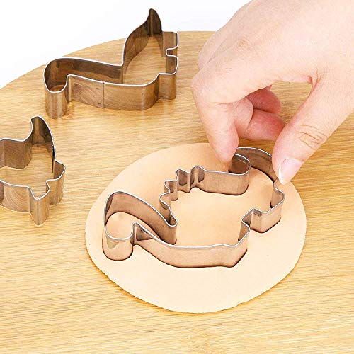 Dinosaur Cookie Cutter Set - 8 Piece Cookie Cutter, Roestvrij stalen mal voor DIY Fondant Deough, Snoepgoed, Gebak, Cake Decoratie 3