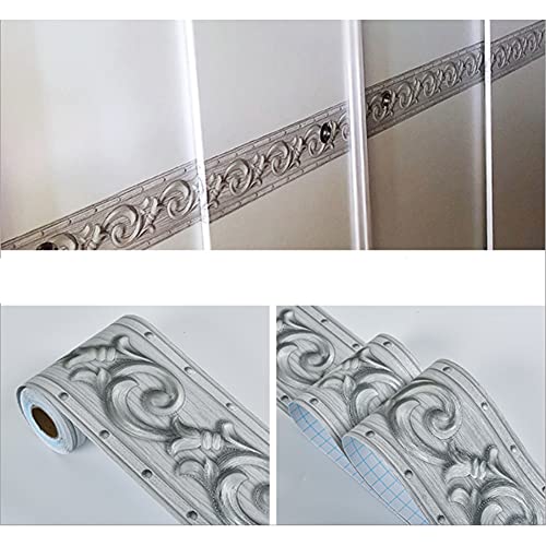 Silver Wallpaper Border Zelfklevende Plafondrand Keuken Gegraveerd Taist Stickers Badkamer Border Tegels Decals Border Roll PVC