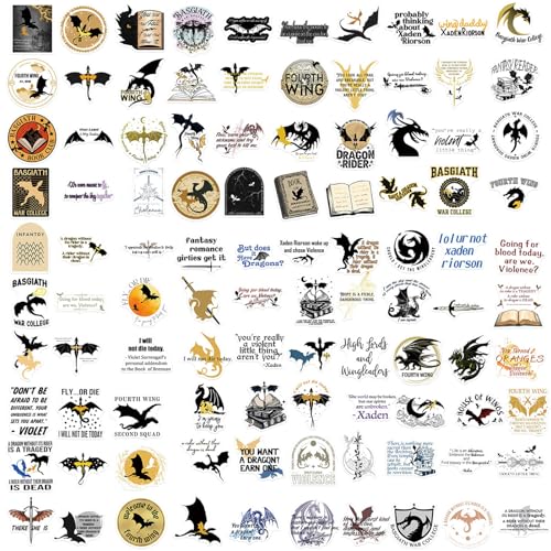 100 stuks Vierde Wing Stickers, Vierde Wing Merch, Boeken Stickers, Waterdichte VierdeWing Stickers, voor Skateboard, Scrapbook, Laptop, Auto, Gitaar 4