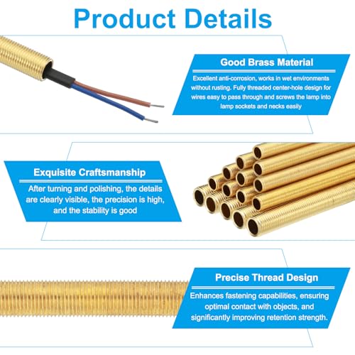 M10 Fijne Thread Lamp Pijp, 5 Pack 40mm Thread Hollow Tube Adapter Messing Koppelende Connector Pijp passen 4