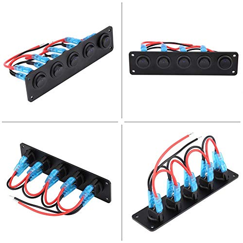 Blue LED Toggle Switch voor RV boot jacht Marine, 12-24V 5-Speed schakelbord met ronde dashboard 3