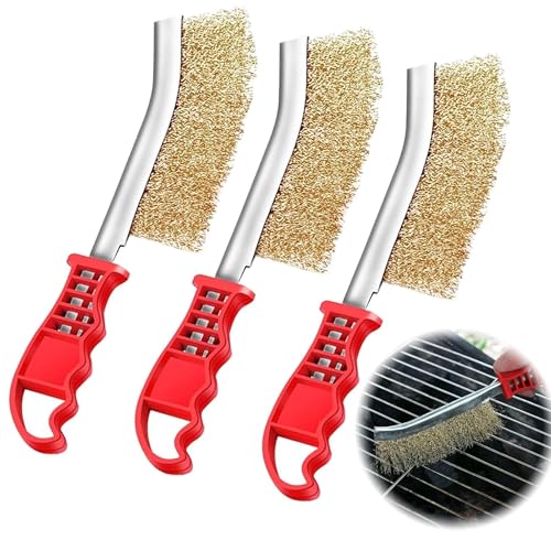 Messing borstel 3 stuks Messing Draadborstel Kleine draadborstel met roestvrij staal, messing en Nylon Bristles voor het reinigen van verf Slag en Rust en Grill Rust