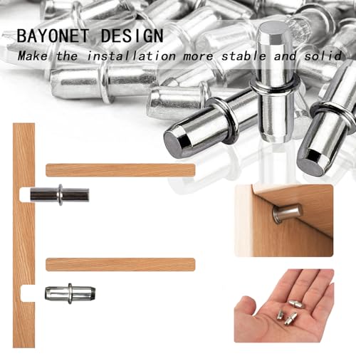 50 st. Shelf support Pegs, Metalen Plank Pegs Push-in Kast Plank Pegs 5mm Stud Boekenkast Pegs Nickel Platte Plank Pins Pins voor Office Meubilair Keuken Boekenkasten 3