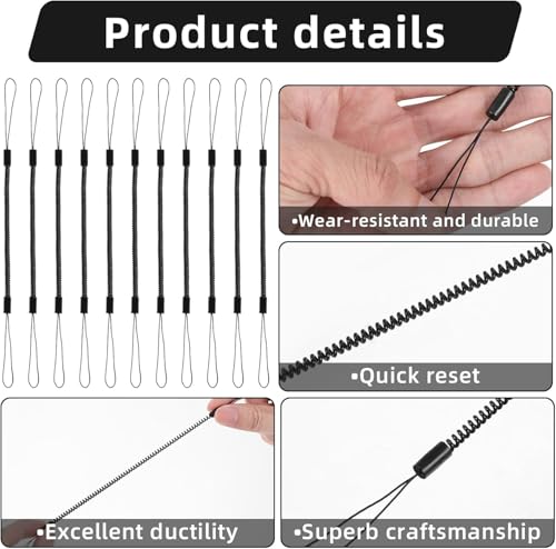 5 st Elastische ketting Lanyard, 3.7mm dia x 270mm Intrekbare Spring Spool Belt Anti-loss Pen Strap, Elastische Plastic Stylus Tether Strings Cord voor het tekenen van Pen op Tablet 4