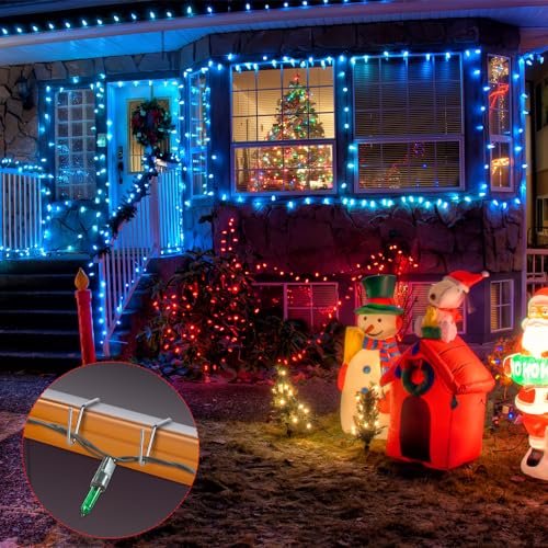 AIEX 50Pcs Kersthaken, metalen goothaken voor buiten Kerstverlichting Weerbestendig Kerstverlichting voor buitensnaar verlichting 5