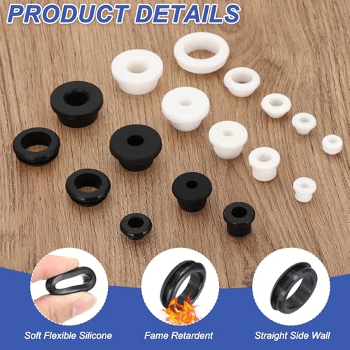 Siliconen rubberen ringen, 7 stuks 1-1/2 inch (38mm) Boorgat, 1-1/4 inch (32mm) Binnendiameter. Top Hat Wire Seal Rubber Stops voor bedrading bedrading systeem firewall, zwart 3