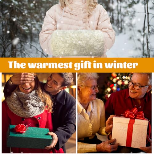 Handmutsen Faux Fur, Muff voor het opwarmen van de hand in winter Portable Handmuff Women Handwarmer met Neck Cord en Zipper Pocket 5